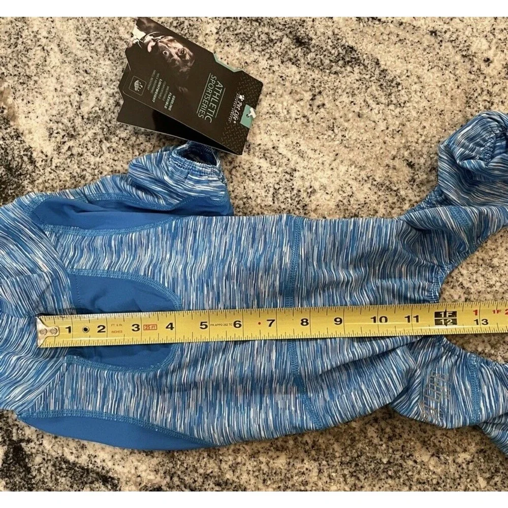 Small Dog Pet Life Track Suit Sport STRETCH Blue One Piece Zip Hooded *CHART* - Picture 4 of 12